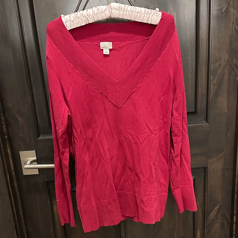 Caslon Red V Neck Sweater